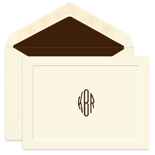 Panel Linen Monogram Folded Note Cards